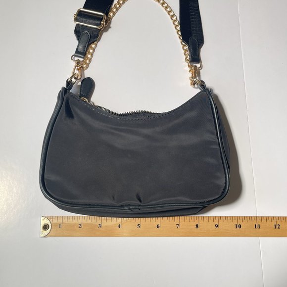 Ardene Small Crossbody Black and Gold Purse with Optional Chain Detail - Picture 5 of 6